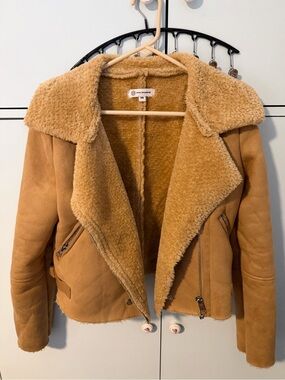 Diamond Supply Co. Tan Faux Shearling Moto Jacket